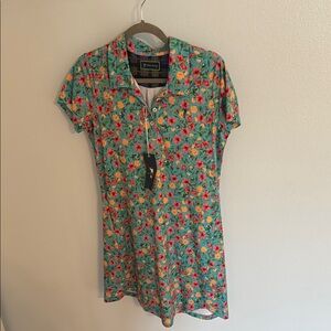 William Murray Golf Floral Polo Shirt Dress - Blue and Red